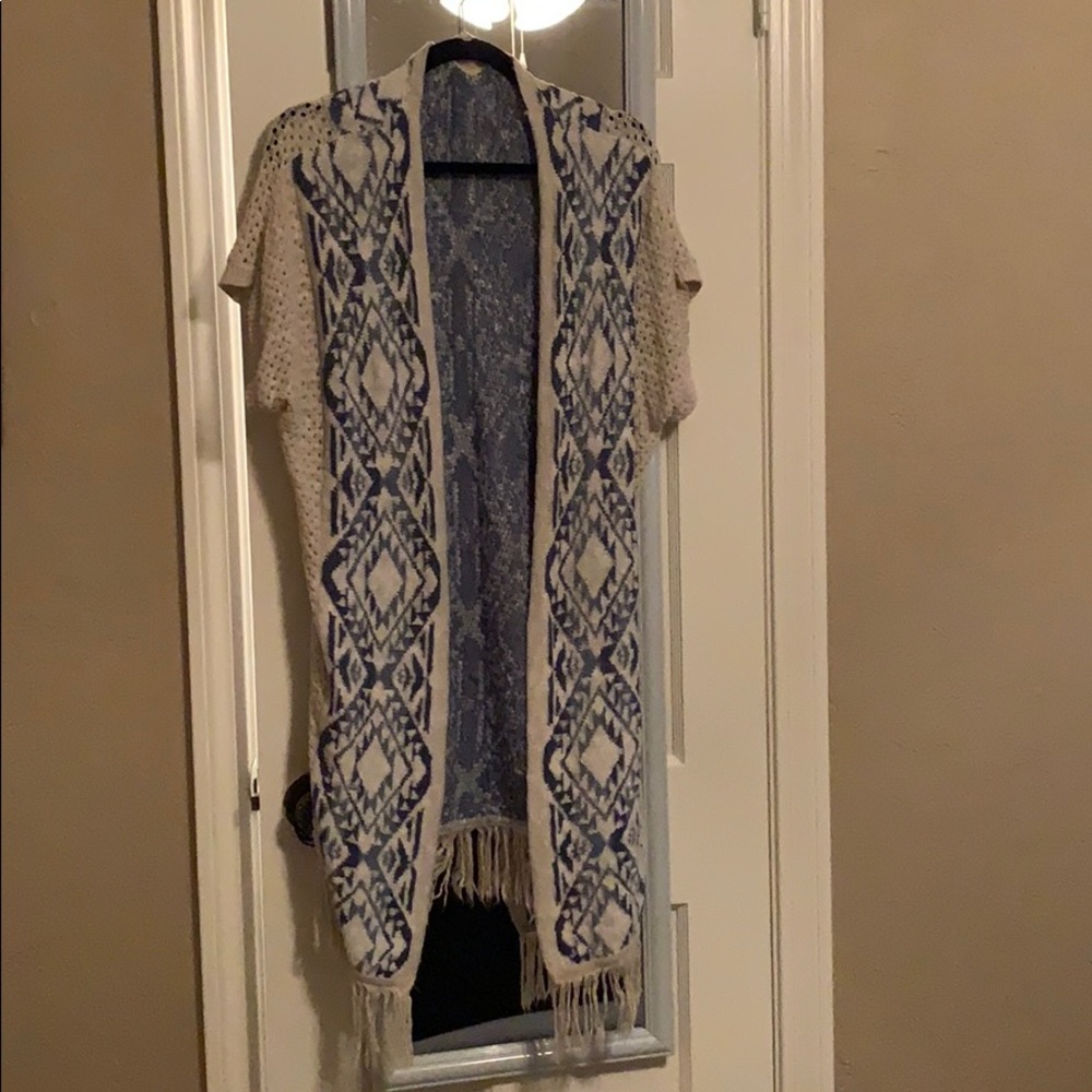 (Dark blue, light blue and cream) cardigan